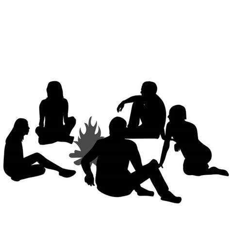 camp fires silhouette illustrations royalty free vector graphics