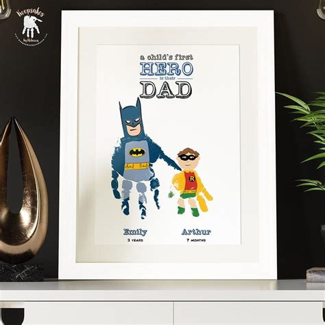 Batman And Robin T For Dad Baby Footprint Art