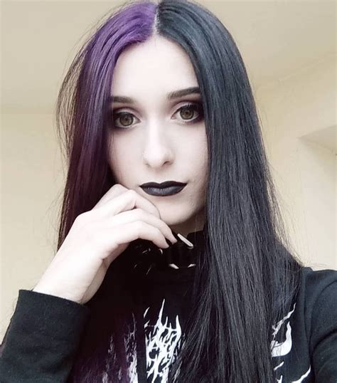 These trending black hairstyles for women will inspire your next trip to the hair salon. Half Purple and Half Black Hair Color; Long Straight Hair ...