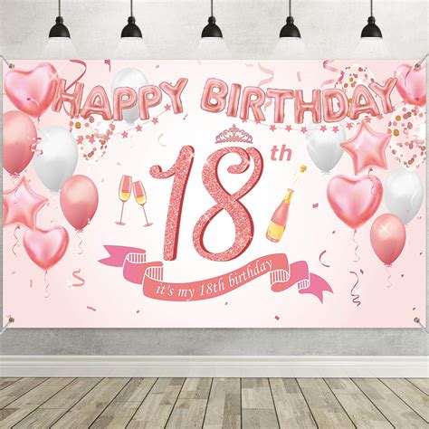 Buy Th Birthday Rose Gold Party Decoration Large Fabric Rose Gold Sign For Th Birthday