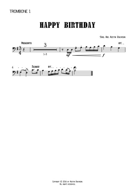 Happy Birthday Trombone Quartet Free Music Sheet