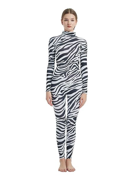 Patterned Zentai Suits Cosplay Costume Catsuit Zebra Adults Spandex Lycra Elastic Cosplay