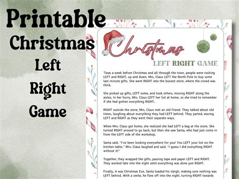 Christmas Left Right Christmas Party Game T Exchange Game Pass