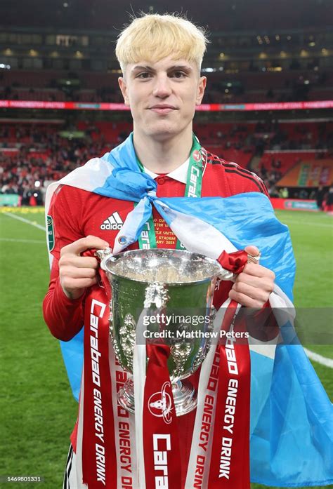 Alejandro Garnacho Of Manchester United Celebrate With The Trophy