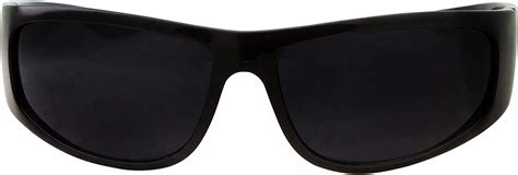 Super Dark Lens Black Sunglasses Biker Style Rider Wrap Around Fr Jollynova