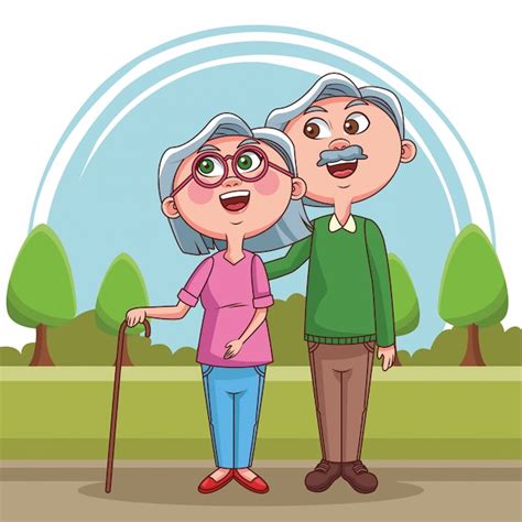 Premium Vector Grandparent Couple Cartoons