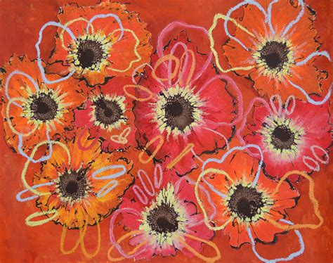 Abstract Flower Art Mixed Media Paintings By Catherine Jeltes