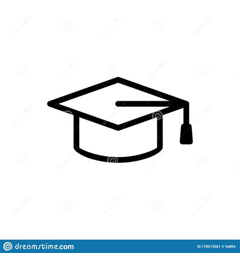 Graduation Hat Line Icon Vector Academic Education Symbol Stock