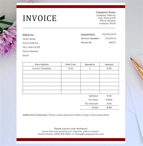 Professional Invoice Template Etsy