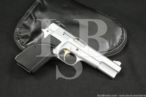 Fn Browning Hi Power Mm Silver Chrome Semi Automatic Pistol Lock Stock Barrel