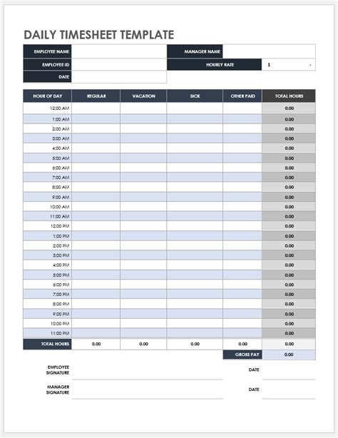 Free Daily Timesheet And Time Card Templates Smartsheet