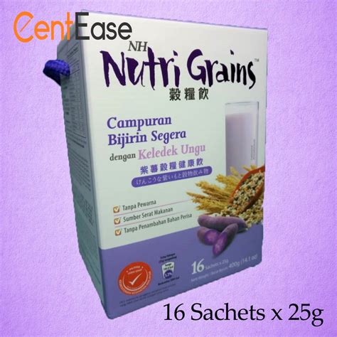 There are 101 calories in 1 serving (25 g) of nh nutri grains (sachet) nutri grains with purple sweet potato. NH Nutri Grains Instant Multi Mix Grains with Purple Sweet ...