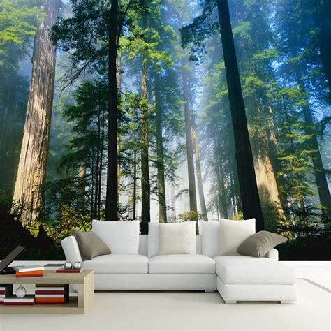 Speedy delivery and a personal service. Custom 3D Wall Murals Wallpaper Fog Towering Trees Forest ...