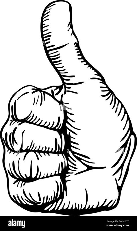 A Black And White Illustration Of A Human Hand Giving The Thumbs Up