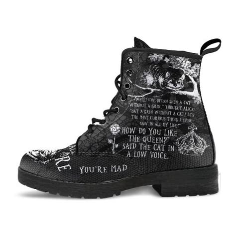Combat Boots Alice In Wonderland Ts 102 Black And White Etsy