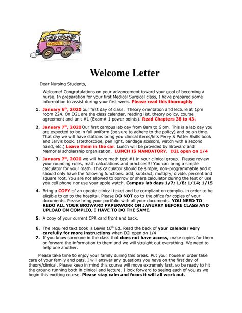 Welcome Letter Welcome Letter Dear Nursing Students Studocu