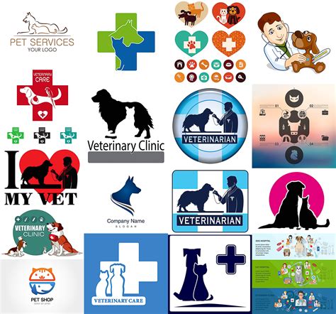 Veterinary Clinic Logos With Pets And Animals Vector Free Download