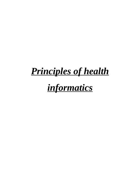 Principles Of Health Informatics Desklib