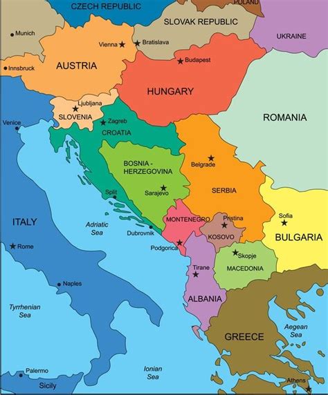 Just click the map to answer the questions. Map of Albania and surrounding south eastern countries in ...