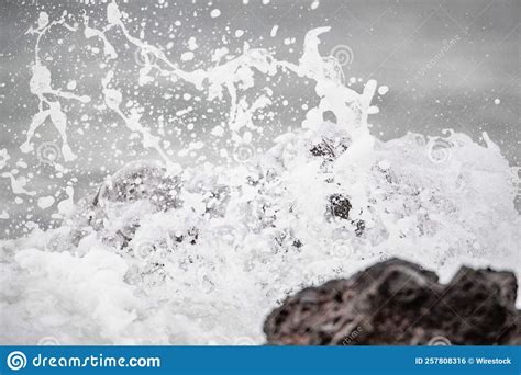 Big Waves Hitting The Rock In The Beach Stock Photo Image Of Stone