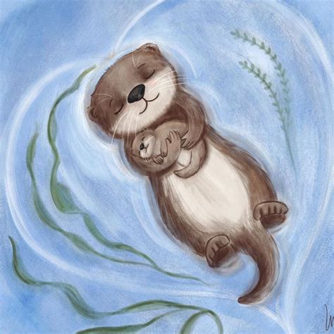 Otter Mom And Baby Illustration Lisa M Griffin Childrens