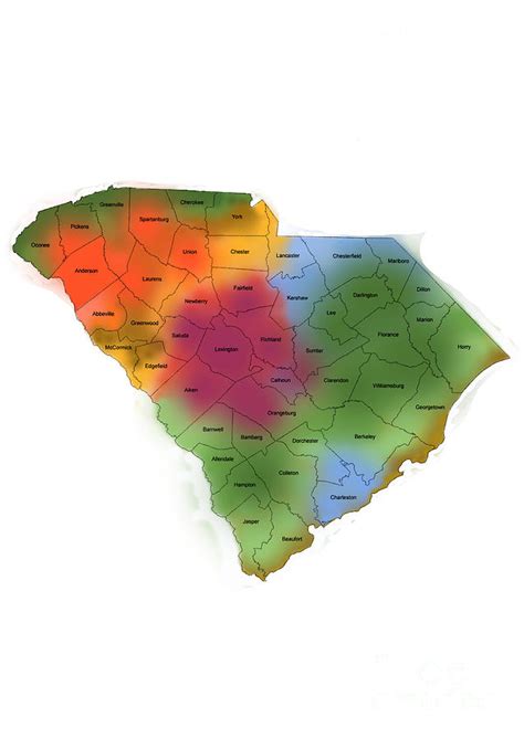 South Carolina Counties Map Printable