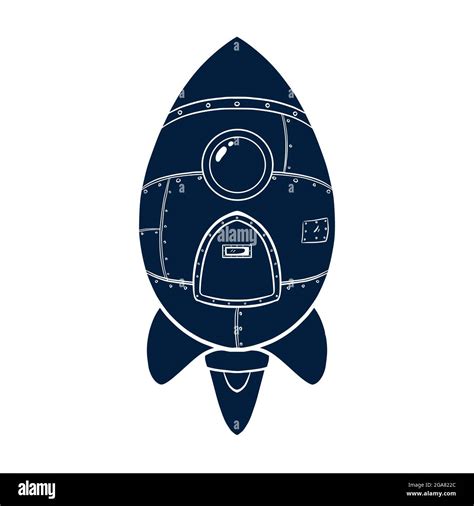 Rocket Silhouette Cartoon Spaceship Vector Silhouette Illustration For