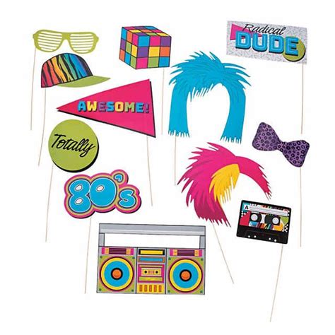 Awesome 80s Photo Stick Props 12 Pc 80s Photos Diy Photo Booth 80