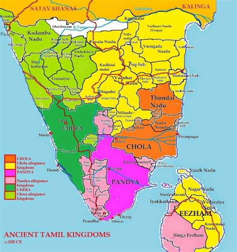 Approximate Boundaries Of 1st Century Sindian Tamil Kingdoms From