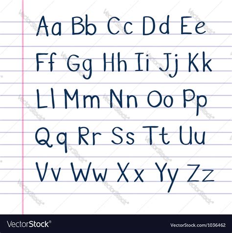 Handwritten Alphabet On Lined Paper Royalty Free Vector
