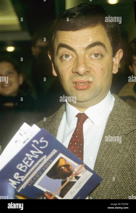 Rowan Atkinson English Comic Actor Publicising His 1993 Book Mr Beans