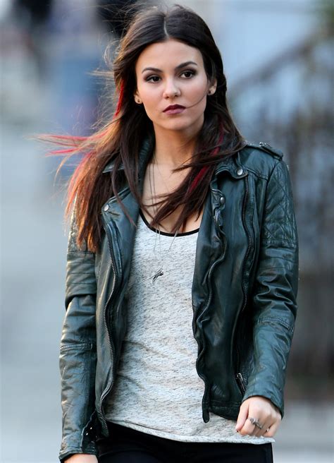 Victoria Justice Asymmetrical Jacket In Genuine Leather