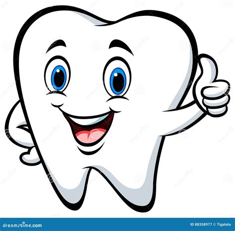 Cartoon Tooth With Dental Floss Vector Illustration