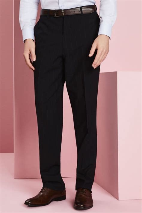 Qualitas Mens Suit Trousers Modern Fitm Unhemmed Length Navy Duo