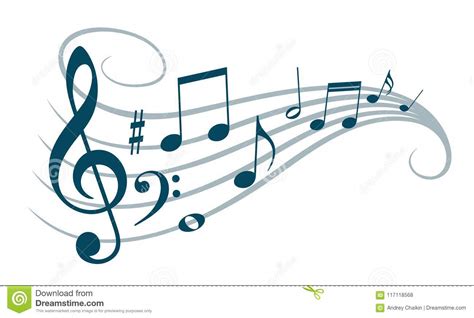 Symbol With Music Notes Stock Vector Illustration Of Blue 117118568