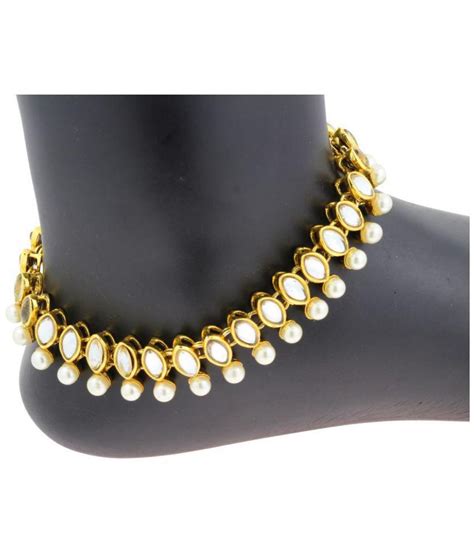 The Jewelbox Antique Traditional Pearl Kundan Look Pair Of Anklet Buy