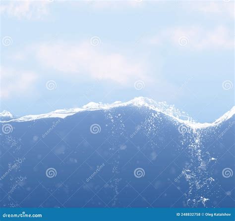 A Waterline In The Ocean With Clouds And Waves Stock Illustration
