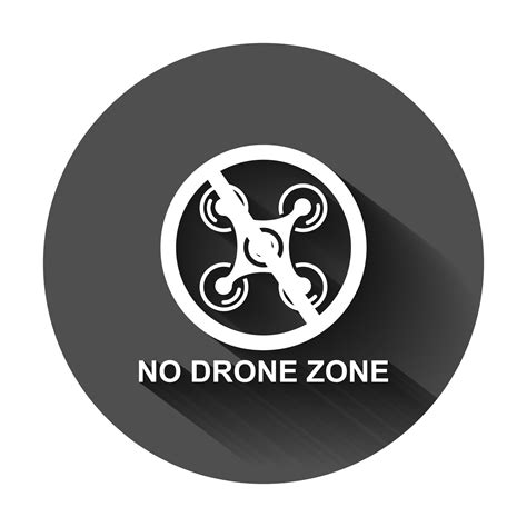 No Drone Zone Sign Icon In Flat Style Quadrocopter Ban Vector