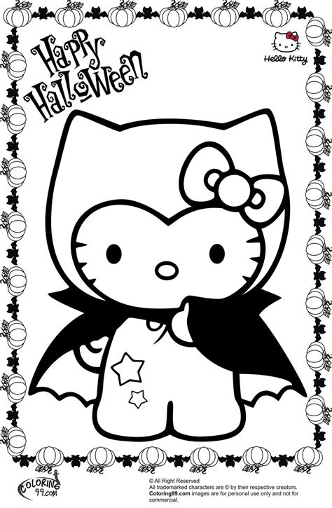 Traditional black and white outline, grayscale, realistic, creative, abstract. Coloring99.com: Hello Kitty Halloween Coloring Pages ...