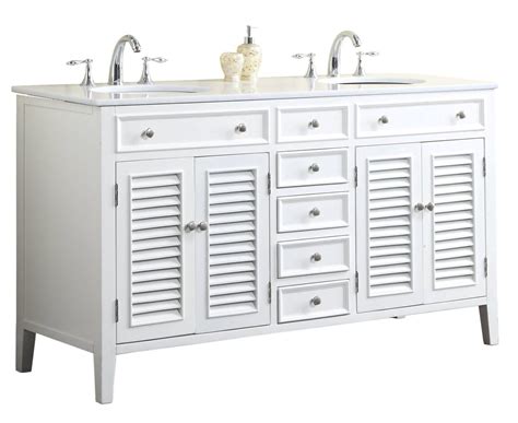 Adelina 60 Inch Antique White Double Sink Bathroom Vanity Marble Top