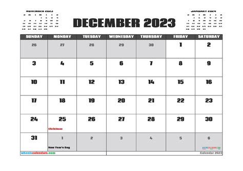 Printable December 2023 Calendar Free 12 Templates Free Printable