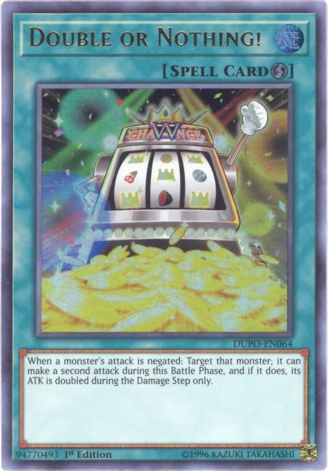 Check spelling or type a new query. Yu-Gi-Oh Card - DUPO-EN064 - DOUBLE OR NOTHING (ultra rare ...