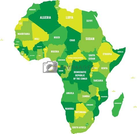 Royalty Free Vector Political Map Of Africa In Four Shades Of Green