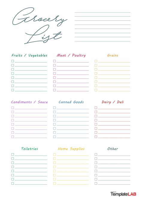 7 Best Images Of Grocery List Template Printable Amenable Grocery