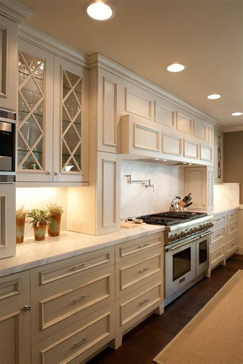 Beige Cabinets Kitchen Contemporary With Recessed Lights Marble