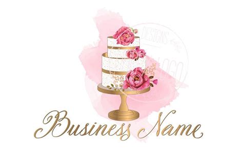Digital Custom Logo Design Watercolor Cake Logo Bakery Logo Etsy