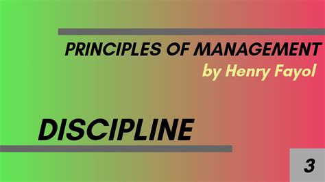 Discipline 3rd Principle Of Management Eeducom Youtube