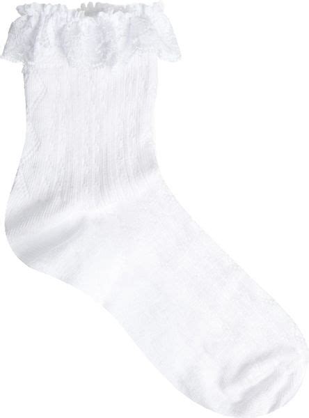 Asos Lace Trim Ankle Socks In White Lyst