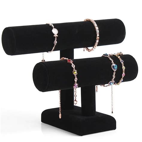 Removable Holder Black Velvet 2 Tier Necklace Jewelry Bangle Bracelet