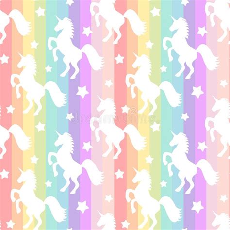 Seamless Pattern With Unicorns And Stars In Pastel Colors